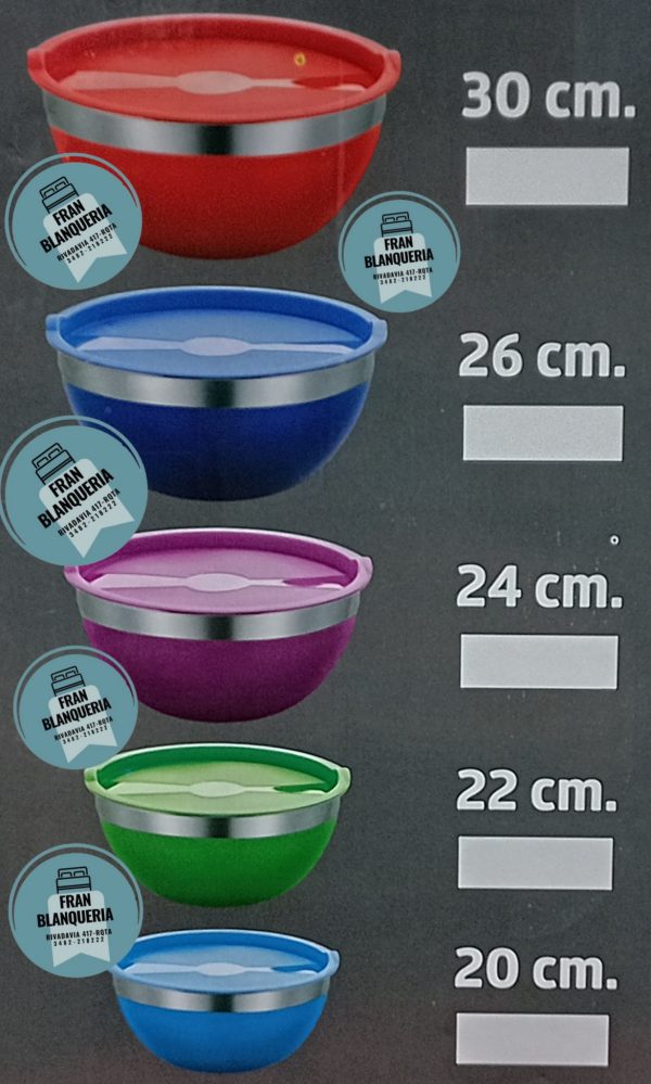 Juego De 5 Bowl De Acero Inoxidable - Imagen 3