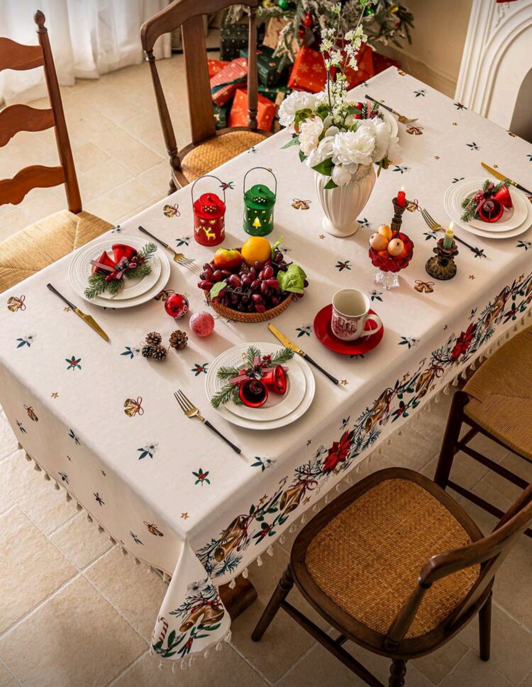 Mantel con flecos de tela bambú 1.40x2.20M 6 Mantel con flecos de tela bambú 1.40x2.20M - Imagen 6