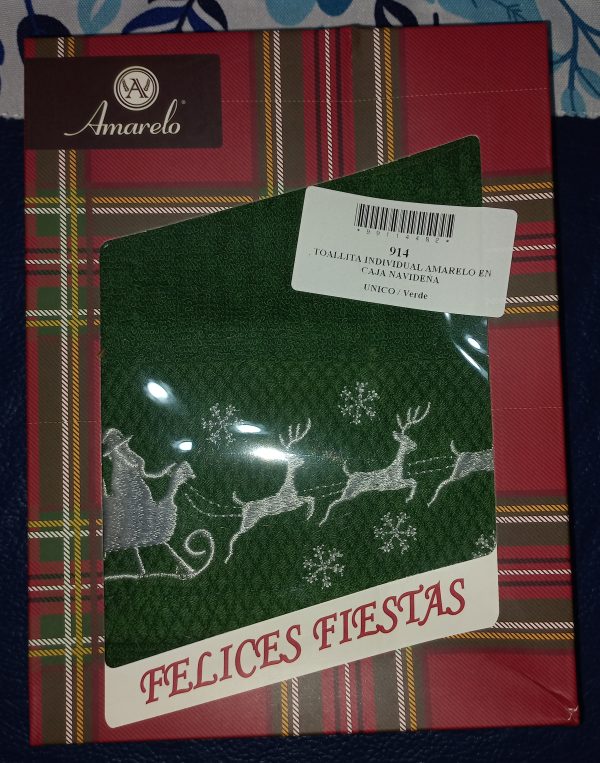 Toallita Individual BORDADA Navideña En Caja 100% Algodón