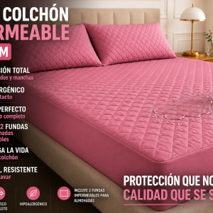 Cubre Colchón 100% Impermeable Hipoalergenico Medida KING 2.00x2.00 M +30 Cm