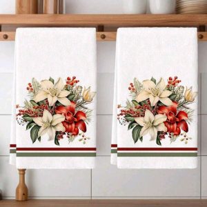 Toallas de cocina con estampado de flores super suaves medida 40x60cm