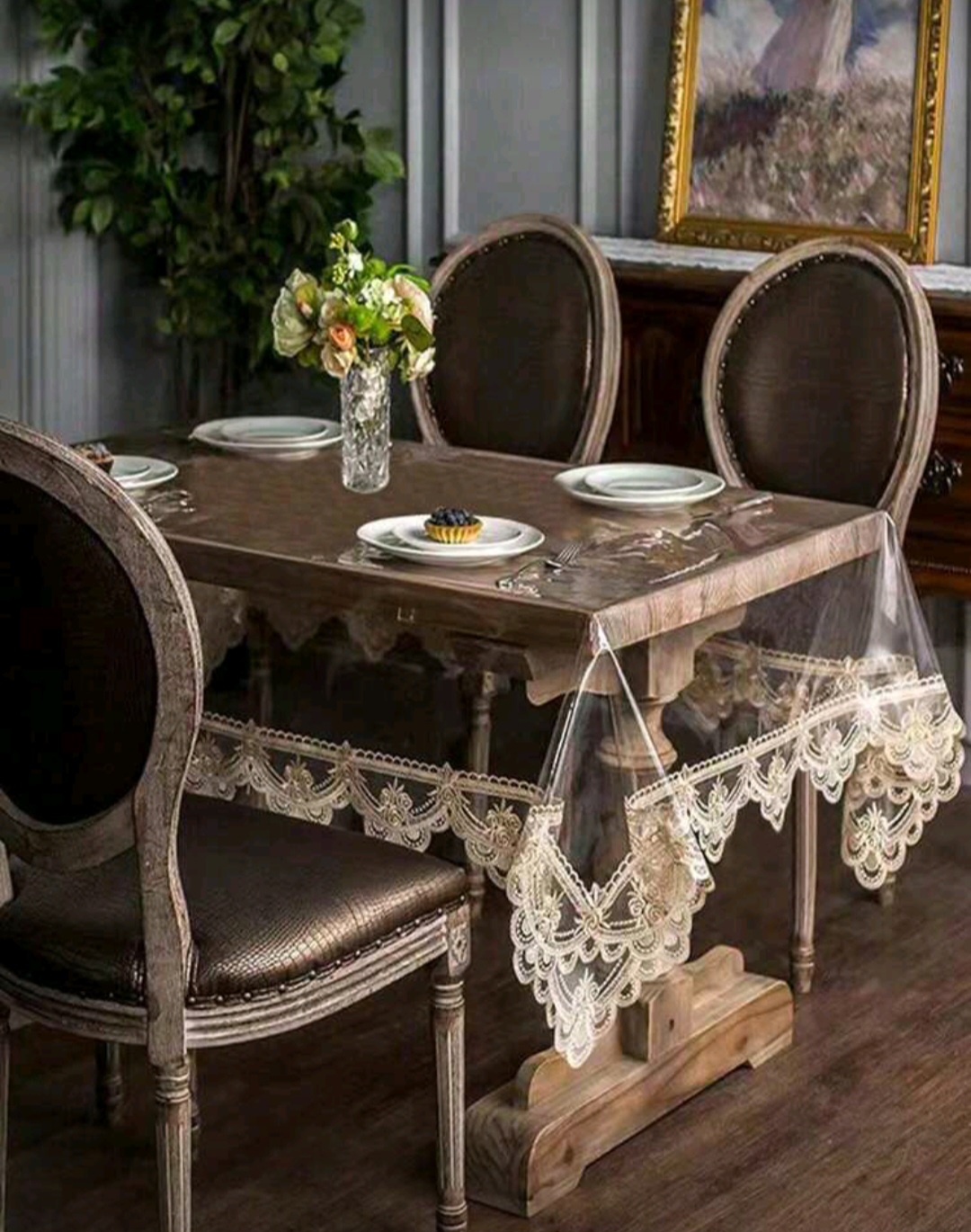 Mantel de PVC con diseño de encaje Bordado 1.30x1.80M 3 Mantel de PVC con diseño de encaje Bordado 1.30x1.80M - Imagen 3