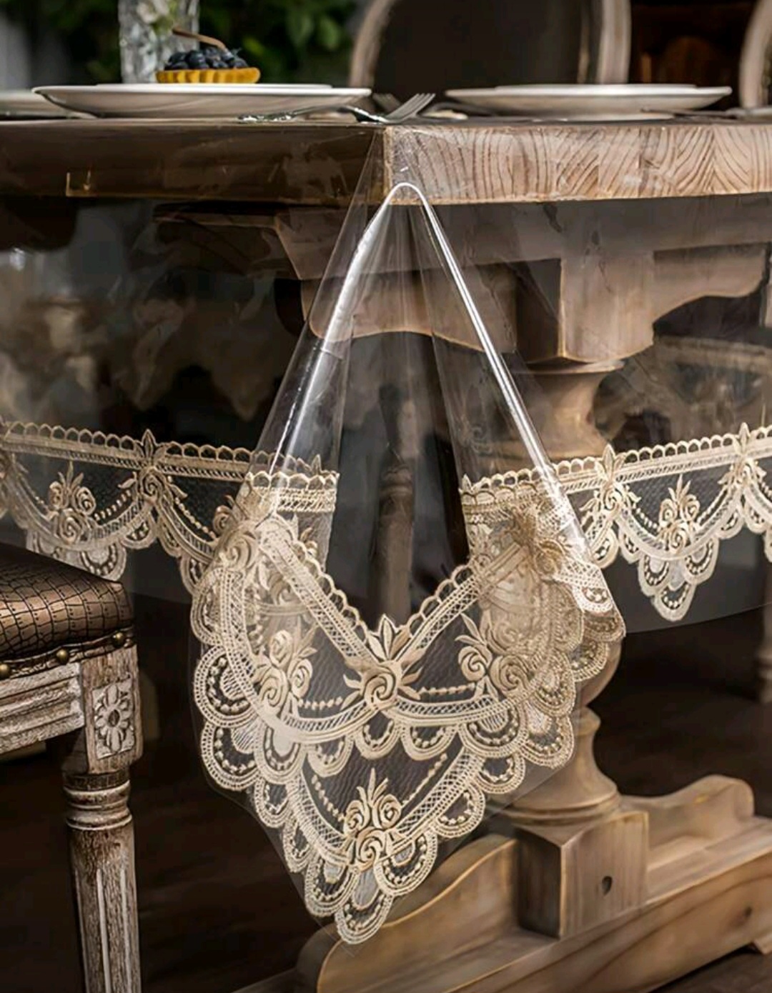 Mantel de PVC con diseño de encaje Bordado 1.30x1.80M 4 Mantel de PVC con diseño de encaje Bordado 1.30x1.80M - Imagen 4