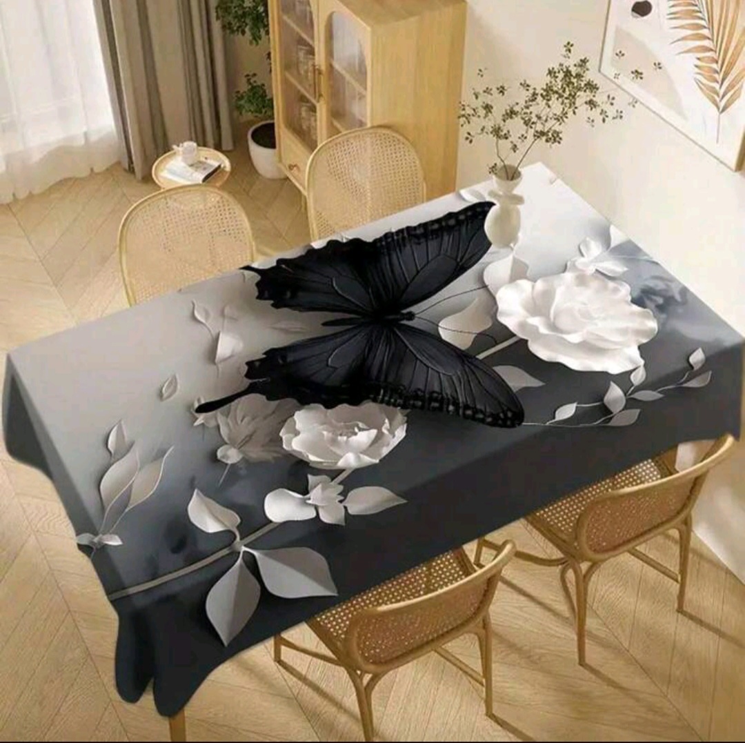 Mantel Antimanchas Diseño de Rosas y Mariposas Medida 1.40x1.80M 2 Mantel Antimanchas Diseño de Rosas y Mariposas Medida 1.40x1.80M - Imagen 2