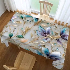 Tienda 84 Mantel Antimanchas con diseño botánico y de mariposas 1.40x1.80M