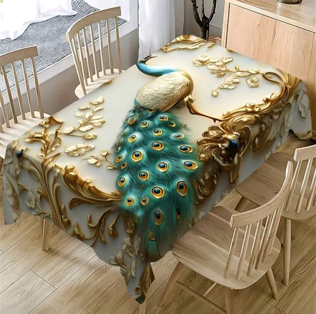 Mantel Antimanchas con diseño de plumas de pavo real 1.40x1.80M 3 Mantel Antimanchas con diseño de plumas de pavo real 1.40x1.80M - Imagen 3