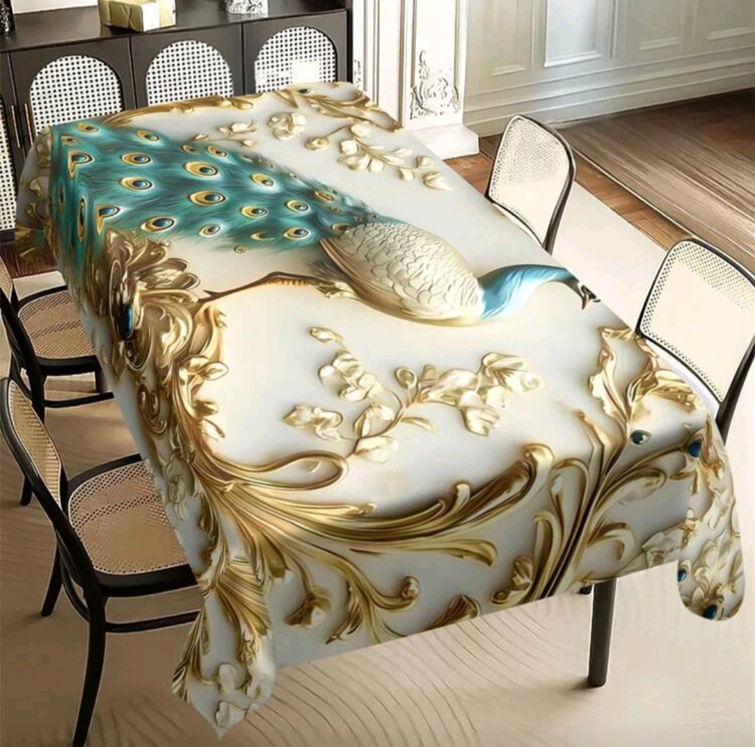 Mantel Antimanchas con diseño de plumas de pavo real 1.40x1.80M 5 Mantel Antimanchas con diseño de plumas de pavo real 1.40x1.80M - Imagen 5