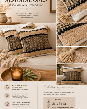 Fundas Tejido Artesanal para Almohadones Medida 38x38 cm