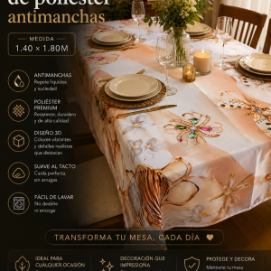 Mantel 3D Antimanchas Medida 1.40x1.80M