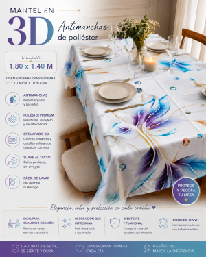 Mantel en 3D Antimanchas 1.40x1.80M