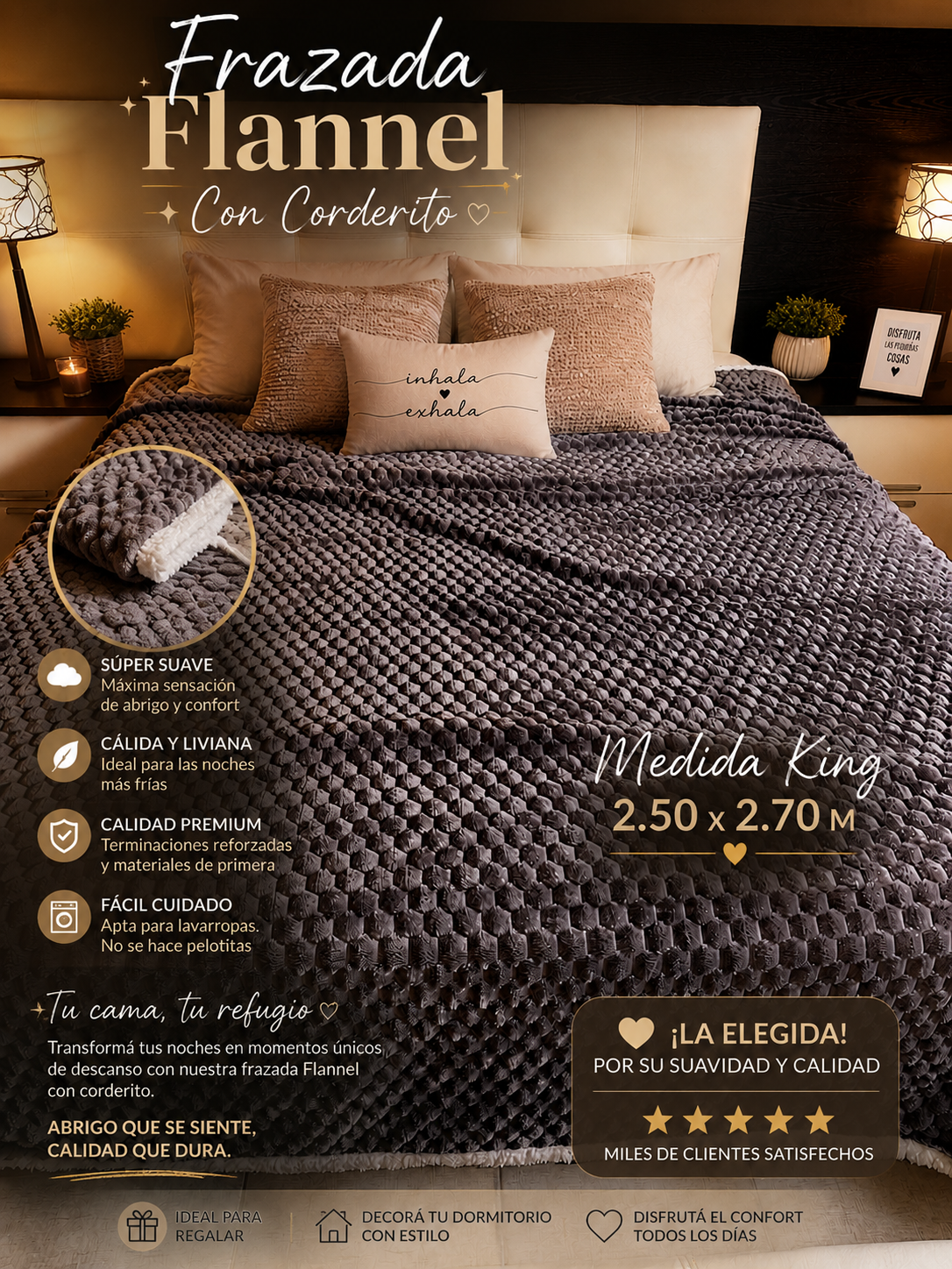 Frazada FLANNEL Con CORDERITO Super Suave Al Tacto Y Extra Liviana Medida King Size 2.50x2.70 M 2 Frazada FLANNEL Con CORDERITO Super Suave Al Tacto Y Extra Liviana Medida King Size 2.50x2.70 M - Imagen 2