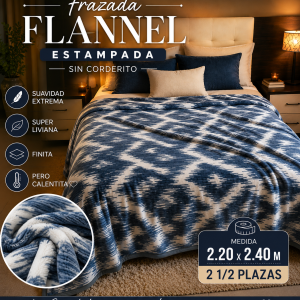 Frazada Flannel Estampada Medida Queen 2.20x2.40 M