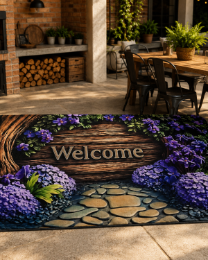 Alfombra hortensias duradera antideslizante medida 60x90cm