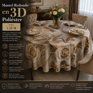 Mantel 3D Antimanchas Medida 152cm