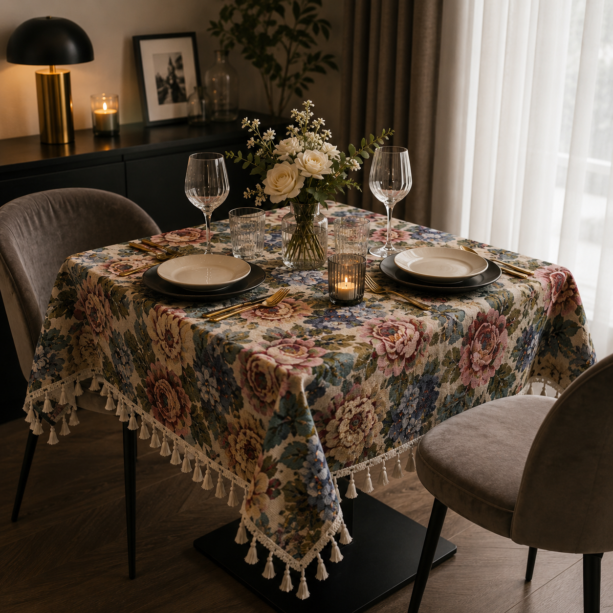 Mantel Tela Jacquard medida 90x90cm 4 Mantel Tela Jacquard medida 90x90cm - Imagen 4