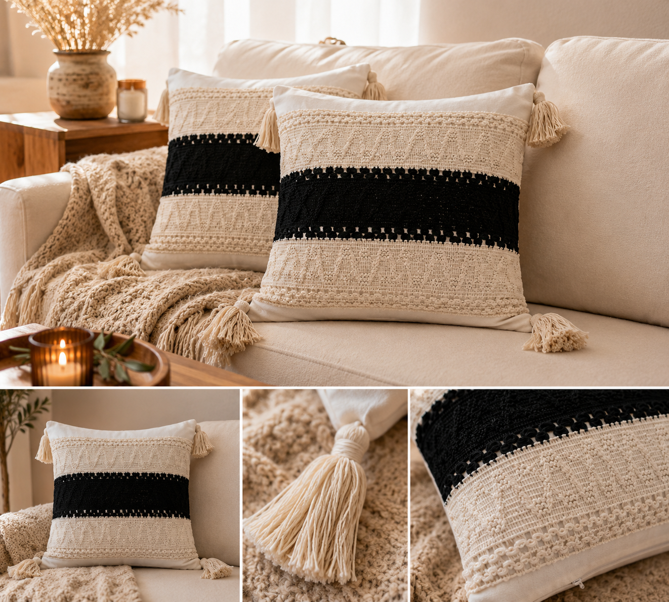 Fundas Tejido Artesanal para Almohadones Medida 38x38 cm 2 Fundas Tejido Artesanal para Almohadones Medida 38x38 cm - Imagen 2