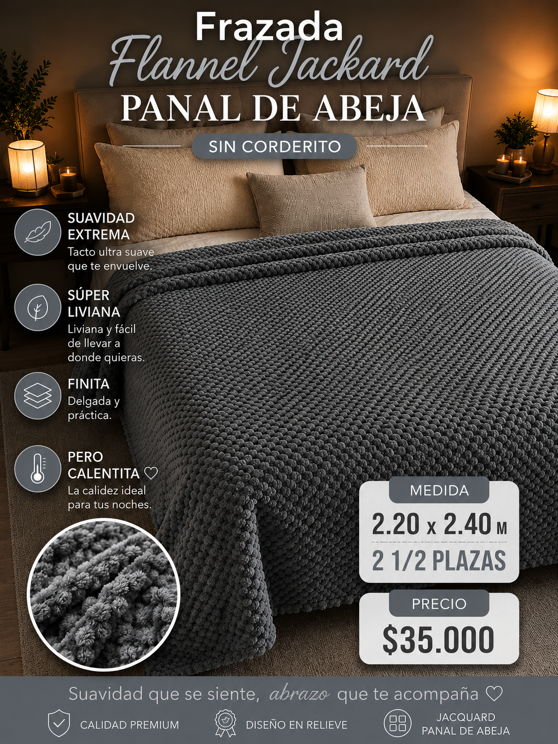 Frazada Flannel Jackard Medida Queen 2.20x2.40 M 1 Frazada Flannel Jackard Medida Queen 2.20x2.40 M