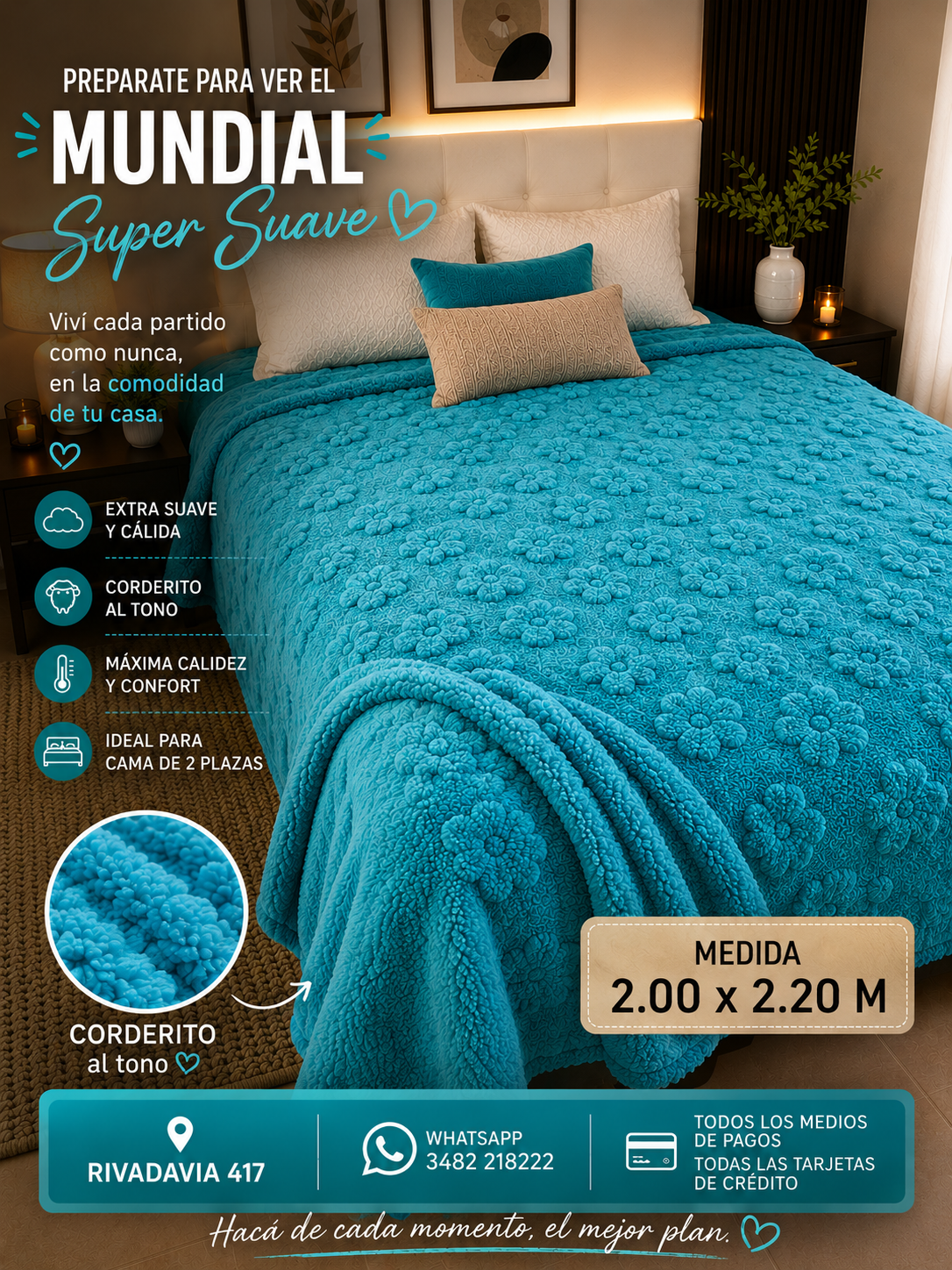 Frazada Corderito Jackard Medida Queen 2.00x2.20 M (c 3 Frazada Corderito Jackard Medida Queen 2.00x2.20 M (c - Imagen 3