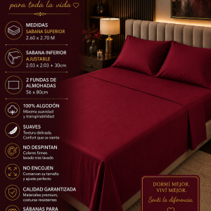 Juego De Sábanas Lisas Medida KING