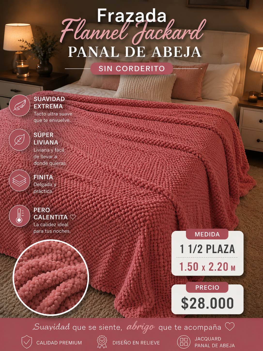 Frazada Flannel Jackard Medida Twin 1.50x2.20 M 2 Frazada Flannel Jackard Medida Twin 1.50x2.20 M - Imagen 2