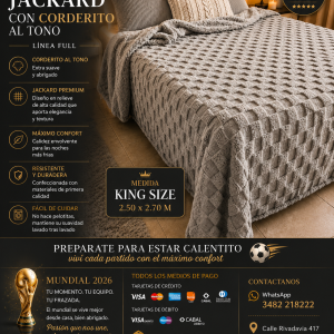 Frazada Corderito Jackard Medida King Size 2.50x2.70 M