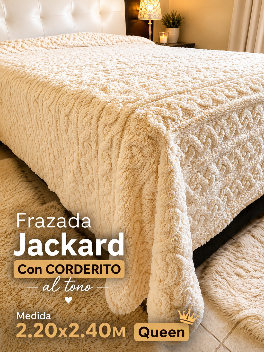 Frazada Corderito Jackard Medida Queen 2.20x2.40 M 2 Frazada Corderito Jackard Medida Queen 2.20x2.40 M - Imagen 2