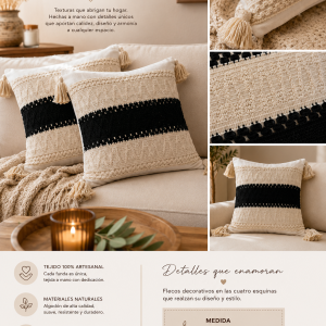 Fundas Tejido Artesanal para Almohadones Medida 38x38 cm
