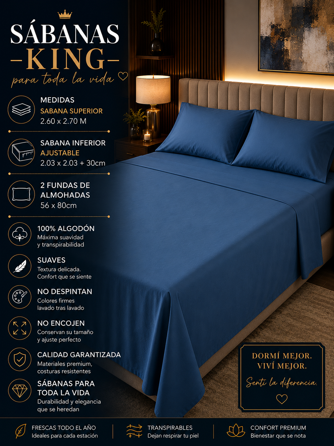 Juego De Sábanas Lisas Medida KING 1 Juego De Sábanas Lisas Medida KING