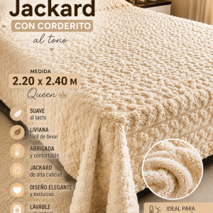 Frazada Corderito Jackard Medida Queen 2.20x2.40 M
