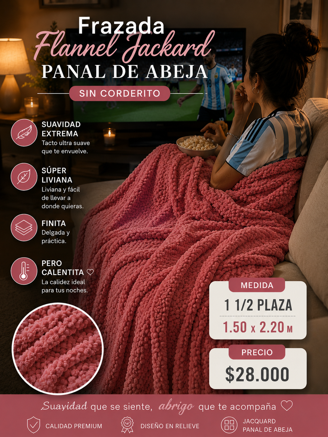 Frazada Flannel Jackard Medida Twin 1.50x2.20 M 1 Frazada Flannel Jackard Medida Twin 1.50x2.20 M