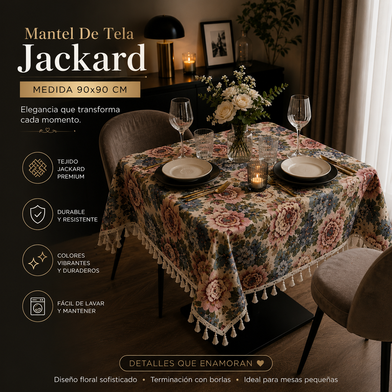 Mantel Tela Jacquard medida 90x90cm 1 Mantel Tela Jacquard medida 90x90cm