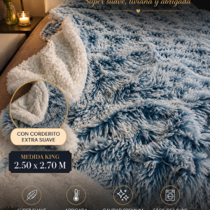 Frazada con PIEL y Corderito  Medida King Size 2.50x2.70 M