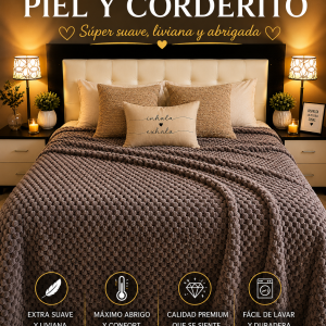 Frazada FLANNEL Con CORDERITO Super Suave Al Tacto Y Extra Liviana Medida King Size 2.50x2.70 M