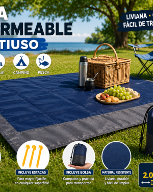 Lona Playera Impermeable Con Estacas Medida 140x200 M