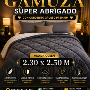 Acolchado Gamuza Paris Con Corderito Medida Queen 2.30x2.50 M