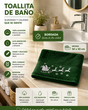 Toallita Individual Bordada 100% Algodón Medida 50x30 Cm