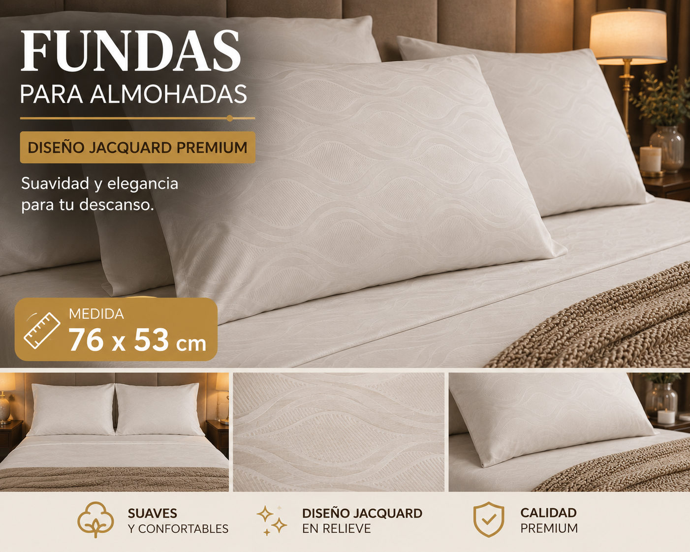 Fundas para almohadas medida 76 x 53 cm 2 Fundas para almohadas medida 76 x 53 cm - Imagen 2