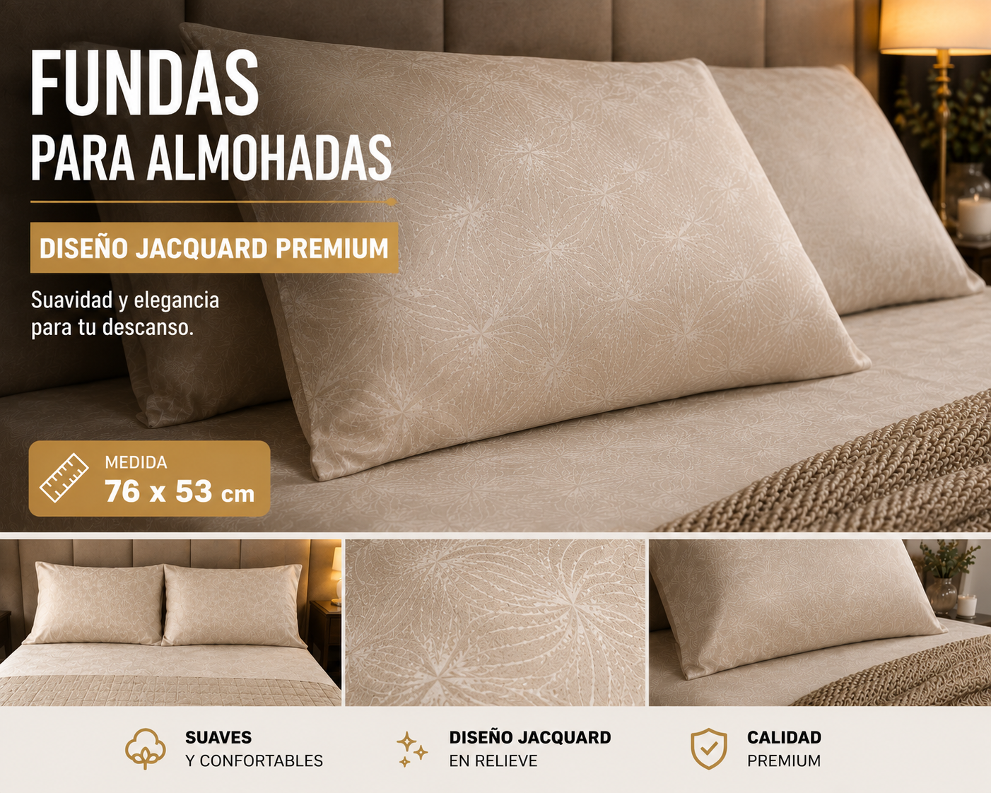 Fundas para almohadas medida 76 x 53 cm 2 Fundas para almohadas medida 76 x 53 cm - Imagen 2