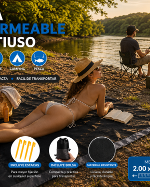 Lona Playera Impermeable Con Estacas Medida 140x200 M