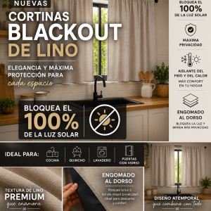 Cortina Blackout Corta de Lino Engomada