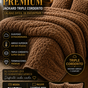 Edredón Jackard TRIPLE Corderito Medida Queen 2.30x2.50 M