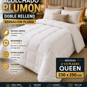 Acolchado Doble Relleno Plumón Medida Queen 2.30x2.50 M