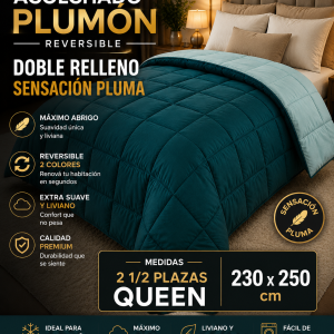 Acolchado Doble Relleno Plumón Medida Queen 2.30x2.50 M