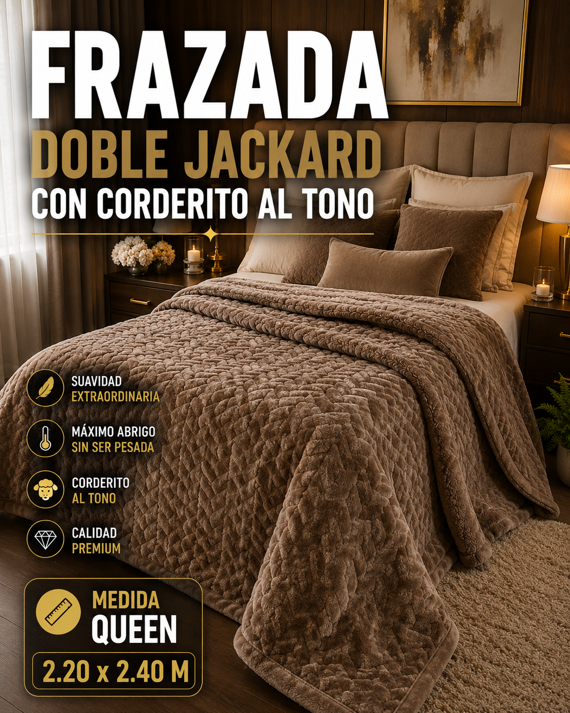 Frazada Doble Jackard Queen 2 1/2 Plazas 2.20x2.40 M 1 Frazada Doble Jackard Queen 2 1/2 Plazas 2.20x2.40 M