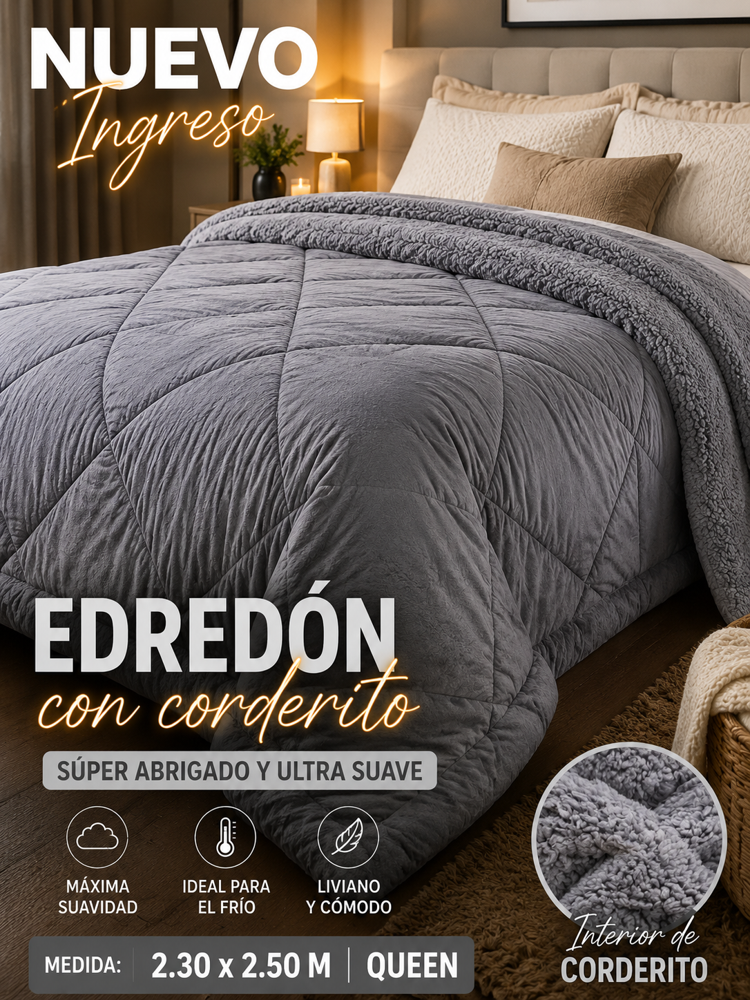 Edredón Con Corderito Medida Queen 2.30x2.50 M 1 Edredón Con Corderito Medida Queen 2.30x2.50 M