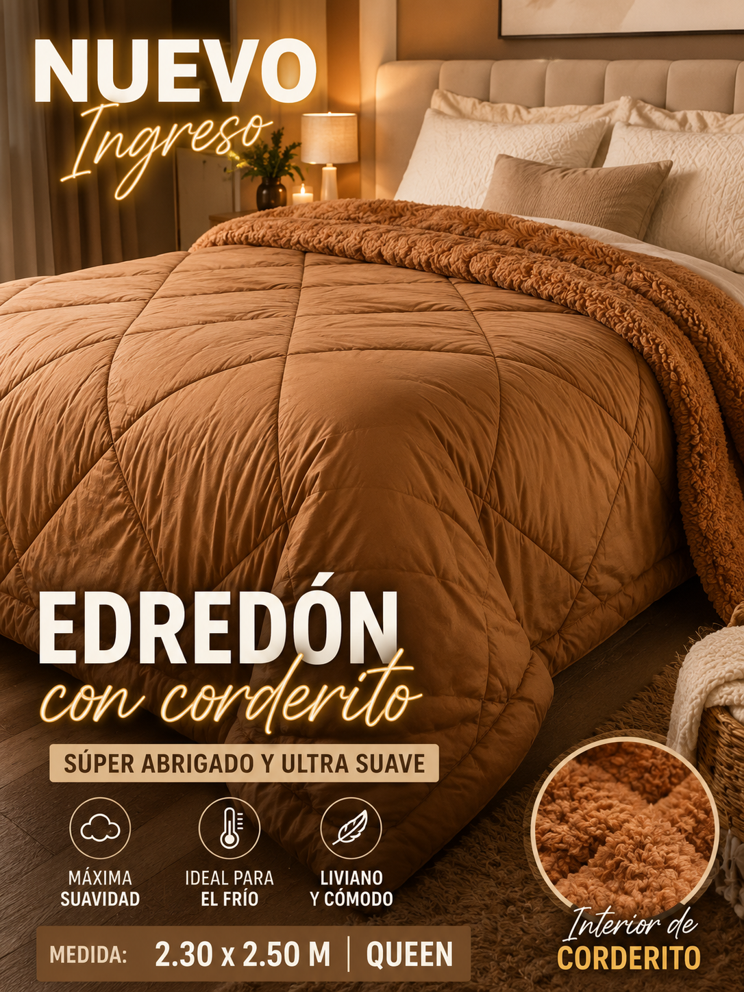 Edredón Con Corderito Medida Queen 2.30x2.50 M 1 Edredón Con Corderito Medida Queen 2.30x2.50 M
