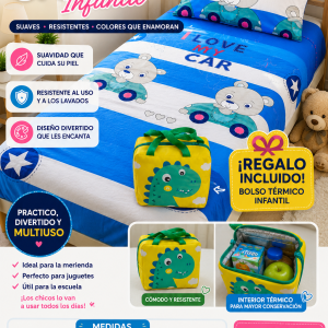 Juego De Sábanas Infantiles + Bolso Termico Infantil de Regalo