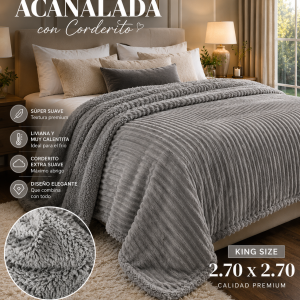 Frazada Acanalada Con Corderito  Medida King Size 2.70x2.70 M