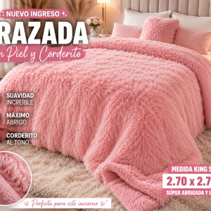 Frazada Con PIEL y Corderito  Medida King Size 2.70x2.70 M
