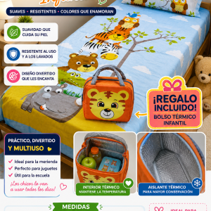 Juego De Sábanas Infantiles + Bolso Termico Infantil de Regalo (copia)